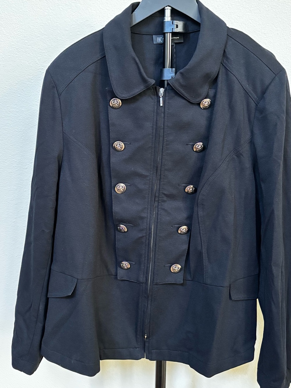 INC Woman Black Military-Style Zip Jacket
